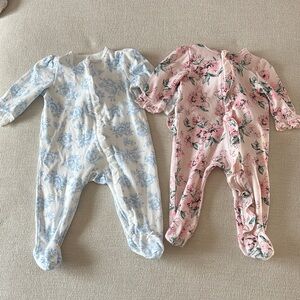 9M Gorgeous Floral Ruffle Footed One-Piece - like new